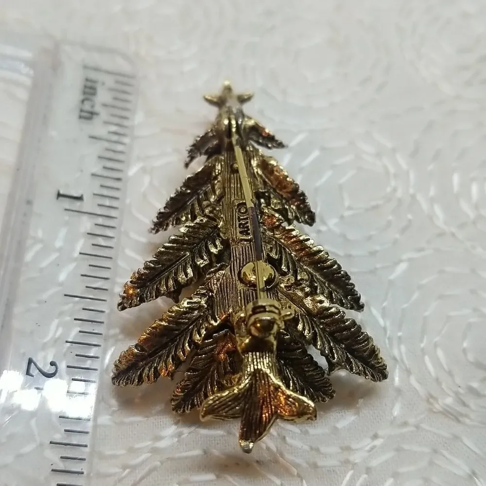 ART Brooch Pin Frosted Christmas Tree Rhinestones Vintage Brooch Pin